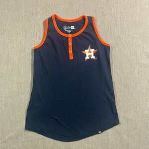 New Era Blue and Orange Girls Tank Top with Glitter Astros Logo Size 6/6x
